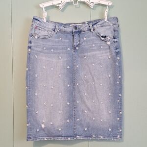 Slink Jeans Floral Embroidered Jean Skirt Size 16